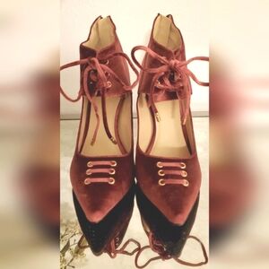 9  Velvet Corset Lace-Up Heels NINE WEST NWOT